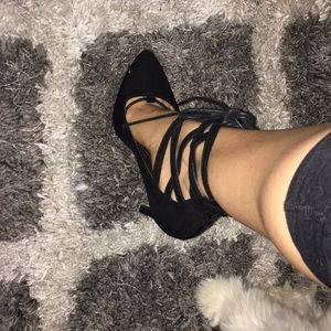 Laced black heels